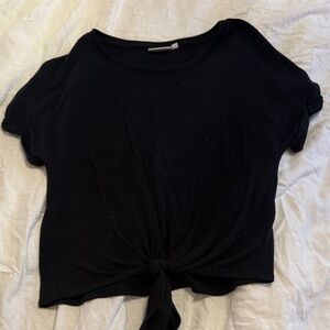 Black Tie-Front Women's Top